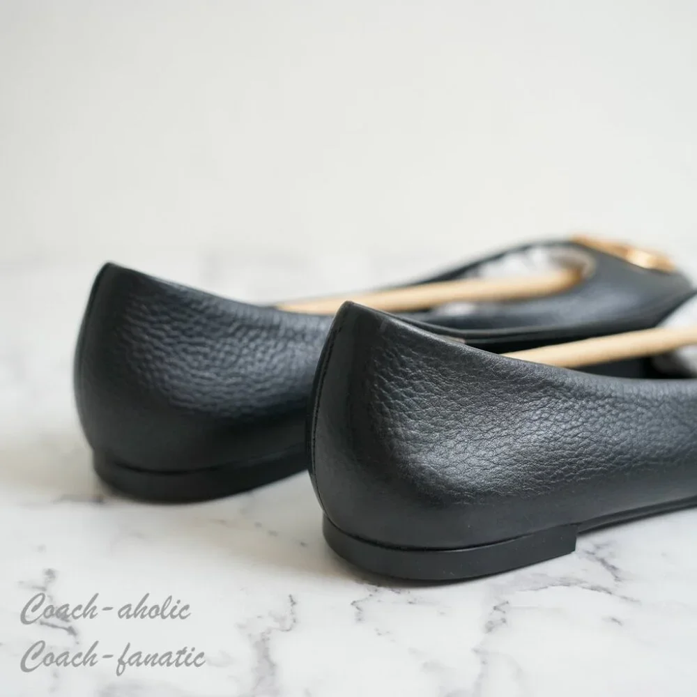 NIB Tory Burch Signature Logo Classic Chelsea Ballet Flat in Black/Gold